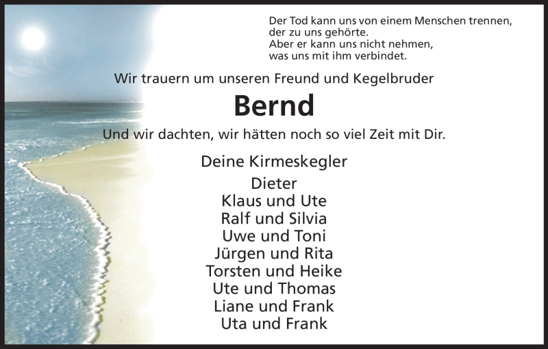  Traueranzeige für Bernd Quentin vom 09.11.2011 aus HNA