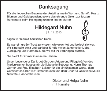 Traueranzeige von Hildegard Nuhn von HNA