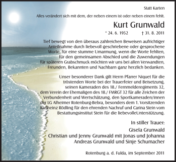 Traueranzeige von Kurt Grunwald von HNA