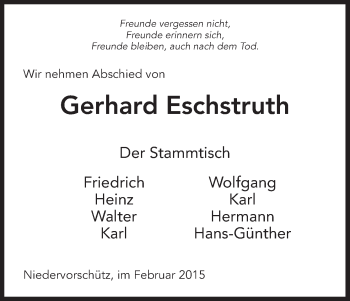 Traueranzeige von Gerhard Eschstruth von HNA