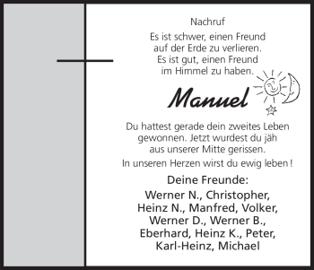 Traueranzeige von Manuel Unbekannt von HNA
