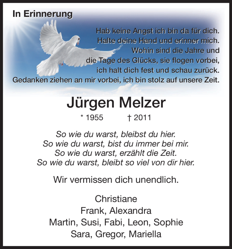  Traueranzeige für Jürgen Melzer vom 30.06.2012 aus HNA