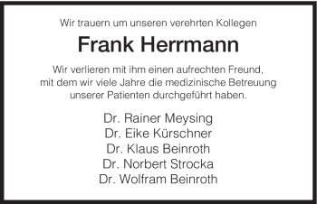 Traueranzeige von Frank Herrmann von HNA
