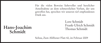 Traueranzeige von Hans-Joachim Schmidt von HNA