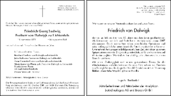 Traueranzeige von Friedrich Georg Ludwig von Dalwigk zu Lichtenfels von HNA