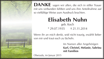 Traueranzeige von Elisabeth Nuhn von HNA