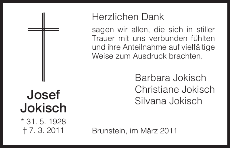  Traueranzeige für Josef Jokisch vom 19.03.2011 aus HNA