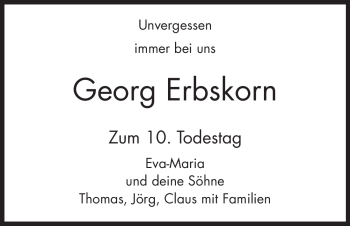 Traueranzeige von Georg Erbskorn von HNA