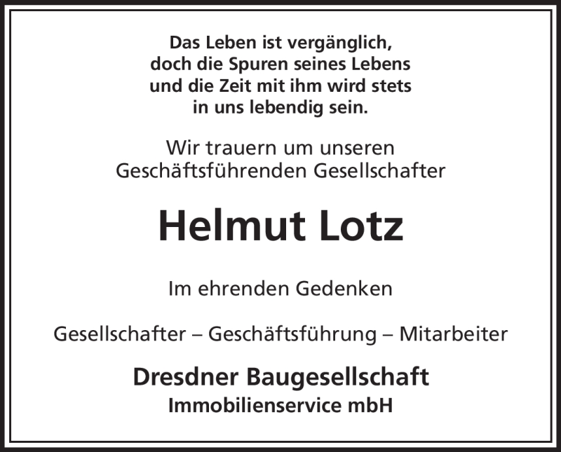 Traueranzeige für Helmut Lotz vom 07.05.2011 aus HNA