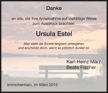 Traueranzeige von Ursula Estel von HNA