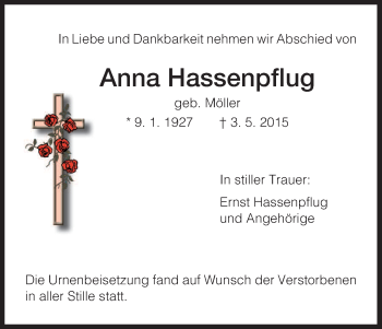 Traueranzeige von Anna Hassenpflug von HNA