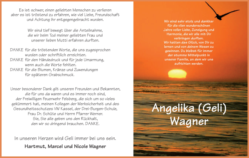  Traueranzeige für Angelika Wagner vom 21.05.2009 aus HNA