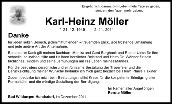 Traueranzeige von Karl-Heinz Möller von HNA