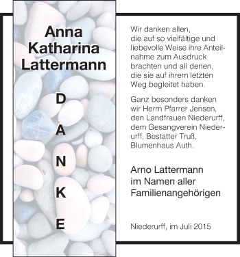 Traueranzeige von Anna Katharina Lattermann von HNA