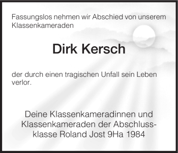 Traueranzeige von Dirk Kersch von HNA