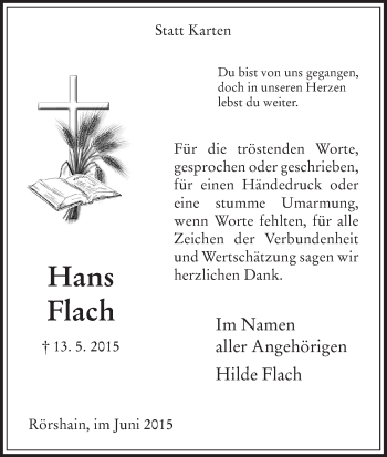 Traueranzeige von Hans Flach von HNA