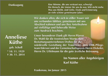 Traueranzeige von Anneliese Küthe von HNA