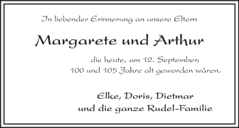 Traueranzeige von Arthur Rudel von HNA