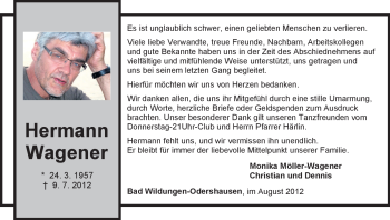 Traueranzeige von Hermann Wagener von HNA