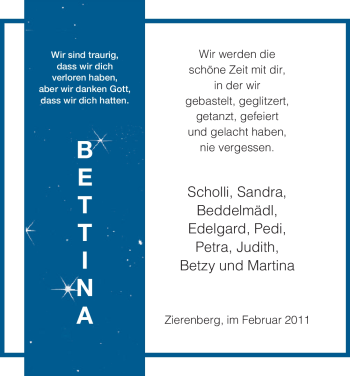 Traueranzeige von Bettina Unbekannt von HNA