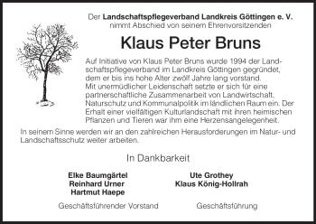Traueranzeige von Klaus Peter Bruns von HNA