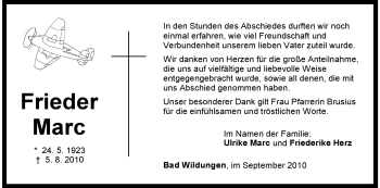Traueranzeige von Frieder Marc von HNA