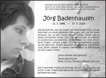 Traueranzeige von Jörg Badenhausen von HNA