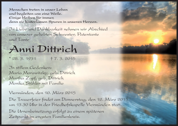 Traueranzeige von Anii Dittrich von HNA