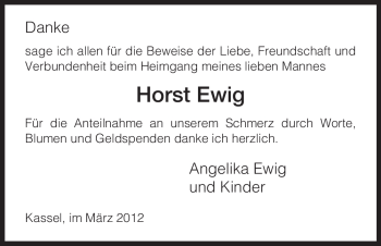 Traueranzeige von Horst Ewig von HNA