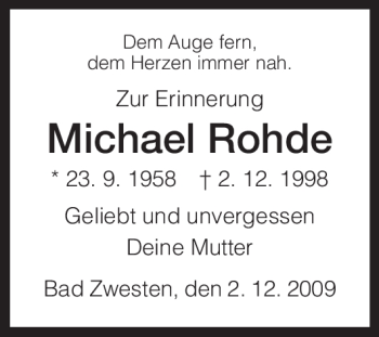 Traueranzeige von Michael Rohde von HNA