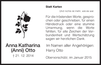 Traueranzeige von Anna Katharina Otto von HNA