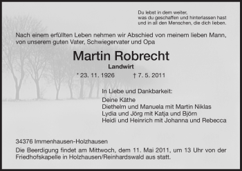 Traueranzeige von Martin Robrecht von HNA