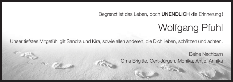  Traueranzeige für Wolfgang Pfuhl vom 25.03.2011 aus HNA
