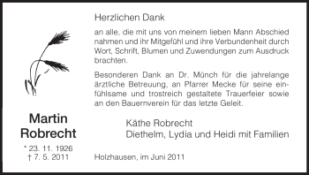 Traueranzeige von Martin Robrecht von HNA