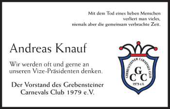 Traueranzeige von Andreas Knauf von HNA