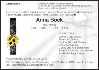 Traueranzeige von Anna Bock von HNA