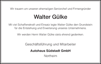 Traueranzeige von Walter Gülke von HNA