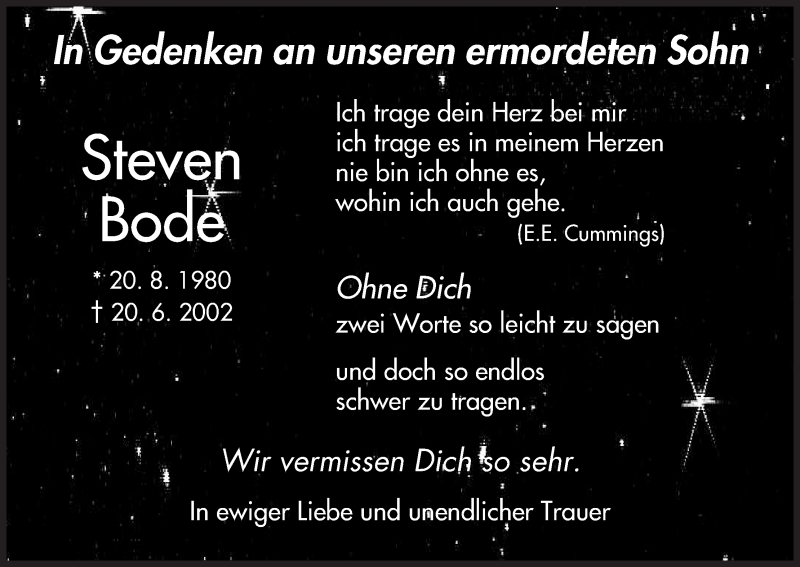  Traueranzeige für Steven Bode vom 20.06.2015 aus HNA