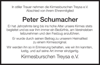 Traueranzeige von Peter Schumacher von HNA