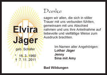 Traueranzeige von Elvira Jäger von HNA