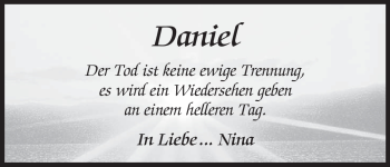 Traueranzeige von Daniel Unbekannt von HNA