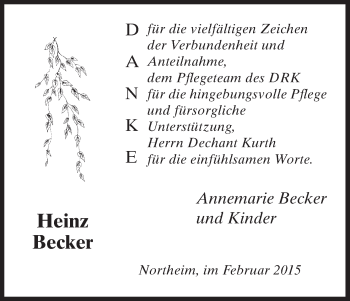 Traueranzeige von Heinz Becker von HNA