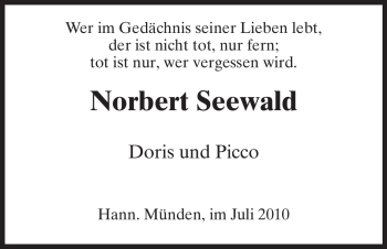 Traueranzeige von Norbert Seewald von HNA
