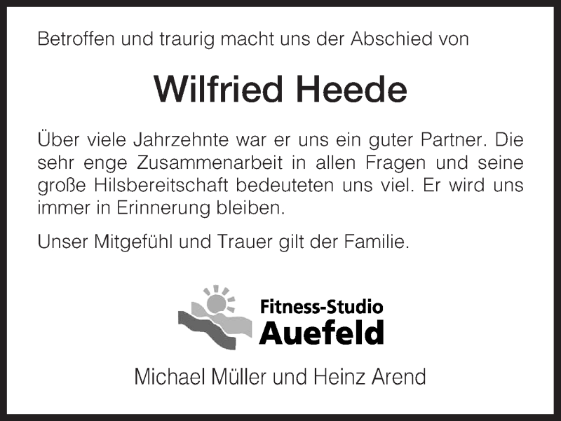  Traueranzeige für Wilfried Heede vom 04.03.2015 aus HNA