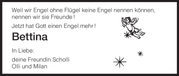 Traueranzeige von Bettina Unbekannt von HNA