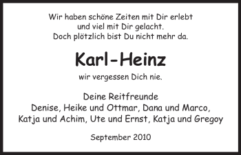 Traueranzeige von Karl-Heinz Unbekannt von HNA