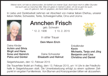 Traueranzeige von Annchen Frisch von HNA