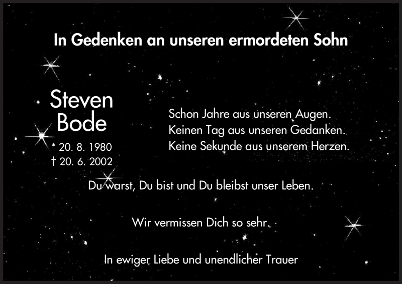  Traueranzeige für Steven Bode vom 20.06.2011 aus HNA