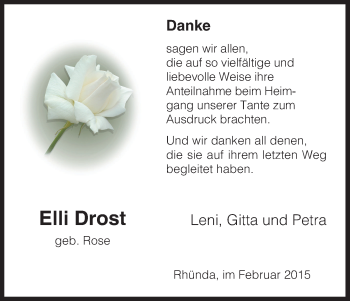 Traueranzeige von Elli Drost von HNA