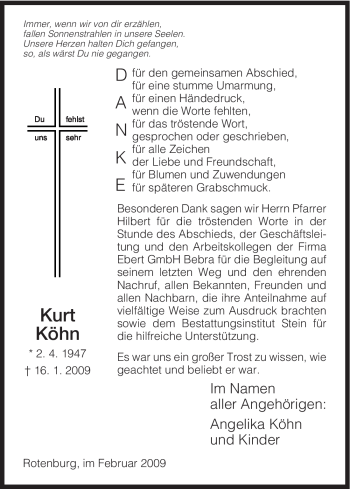 Traueranzeige von Kurt Köhn von HNA